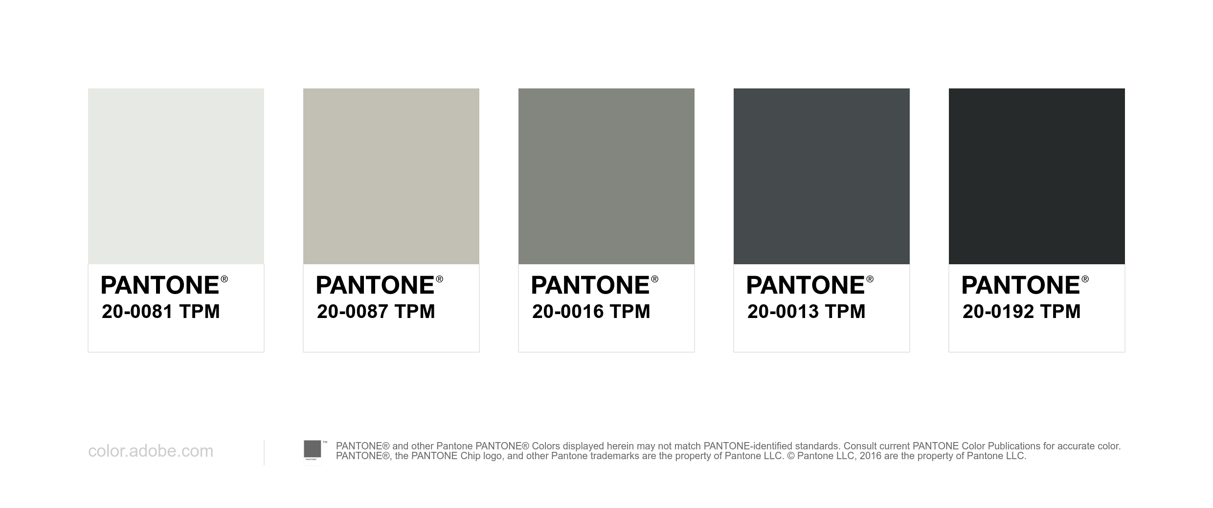 Pantone® matches: monochrome palette